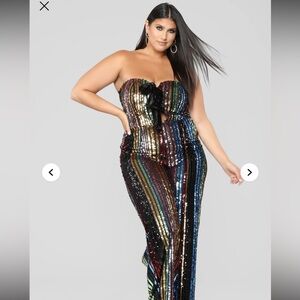 Fashion Nova Multicolor Sequin Jumpsuit